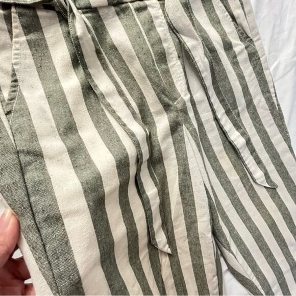 Cisono Linen Collection Striped Paperbag Waist Ankle Pants S - Picture 3 of 11